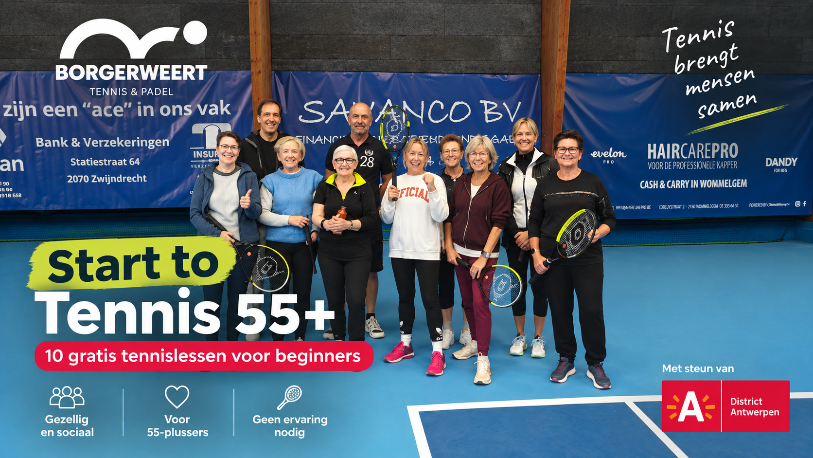 Deelnemers van Start to Tennis 55+ bij Borgerweert